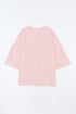 Ribbed Roll-tab Sleeve Chest Pocket Oversize Top